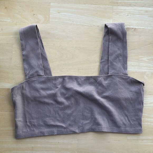 REFORMATION Ribbed Square Neck Cropped Tank XL - Picture 1 of 3